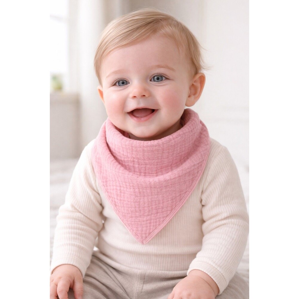 Organic Cotton Baby Bibs 10 Pack - Soft Absorbent Bandana for Drooling Pink